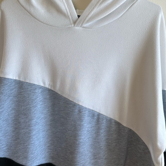 Colorblock Lightweight Slouchy Hoodie - White, Gray, Black from SHEIN Sz 1X - Picture 3 of 9